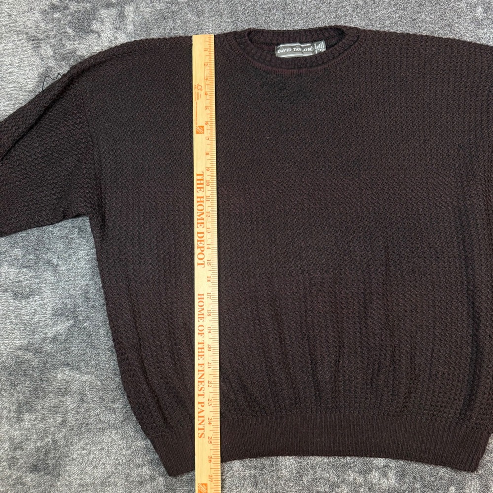 David Taylor Mens 2XL Vintage Textured Knit Crewneck Sweater Brown Made in USA - Picture 4 of 5
